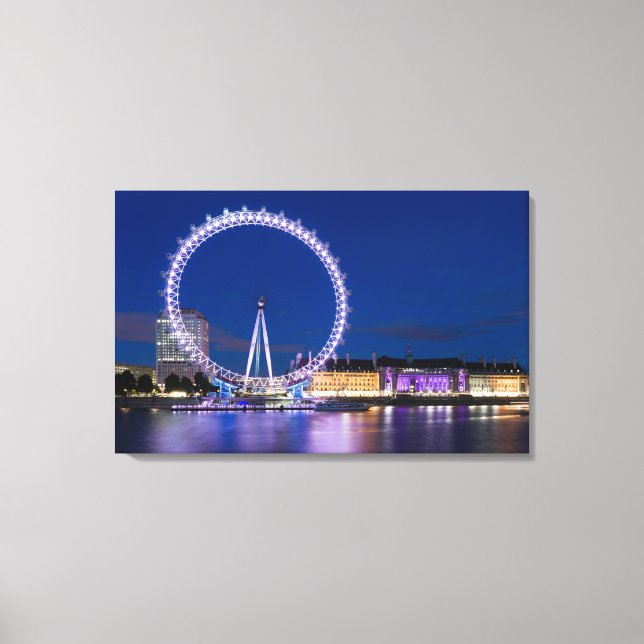 London Eye Wheel bei Nacht mit Lights Leinwand Art (Vorderseite)