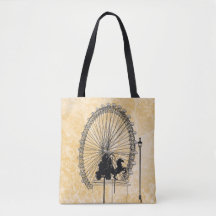 London Ferris Wheel Ink Sketch Neutral Abstrakt