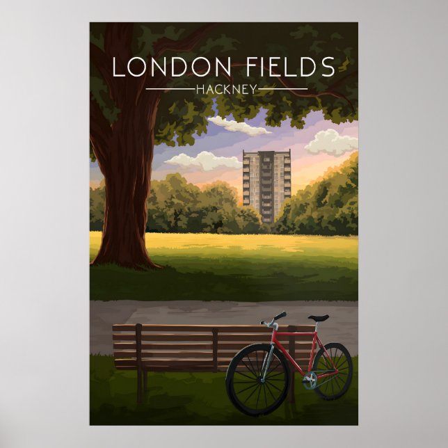London Fields Hackney London Reiseplakat Poster (Vorne)