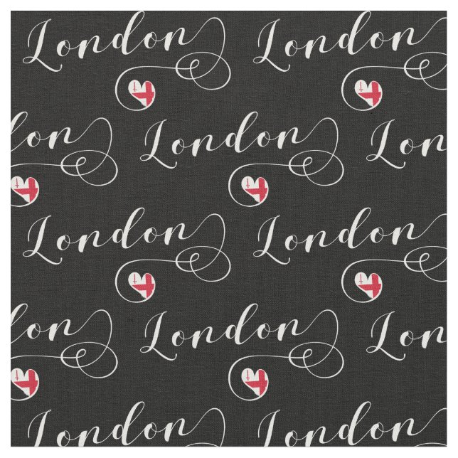 London Flag Heart, England Stoff (Nahaufnahme)