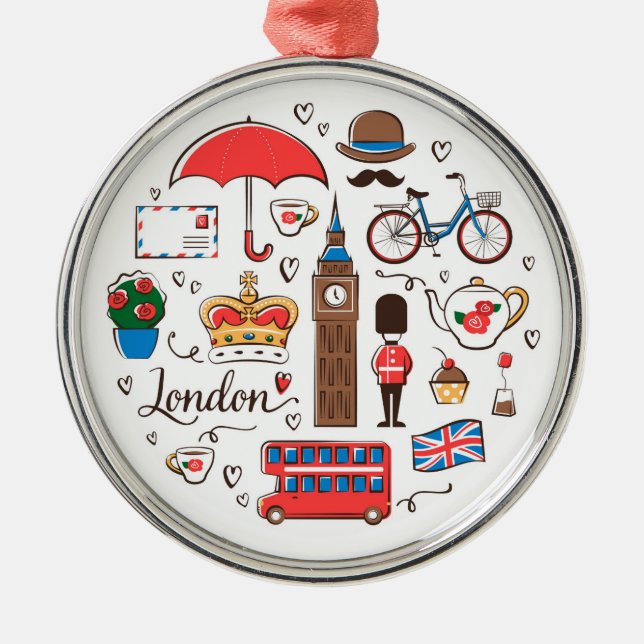 London-Gekritzel Ornament Aus Metall (Vorne)