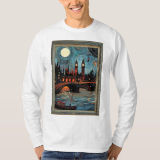 London-Gemälde im Vintage-Rahmen Langarmshirt T-Shirt