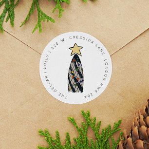 London Gherkin Tower Christmas Tree Rücksendeadres Runder Aufkleber