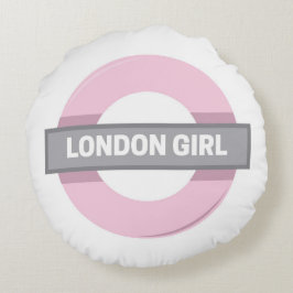 London Girl Untergrund Tube Sign Rundes Kissen
