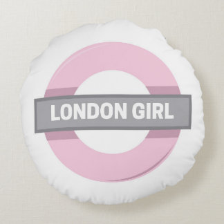 London Girl Untergrund Tube Sign Rundes Kissen