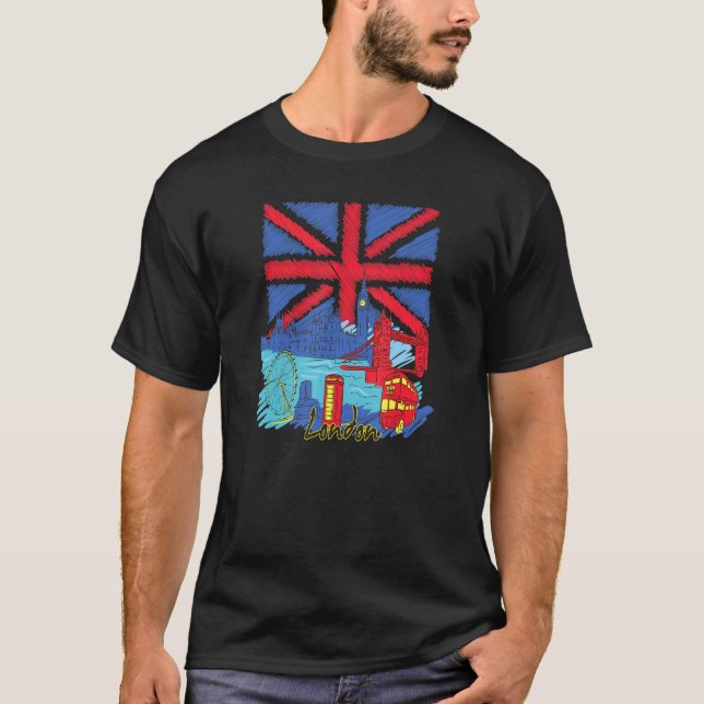 London Great Britain Flag London Double Decker T-Shirt (Vorderseite)