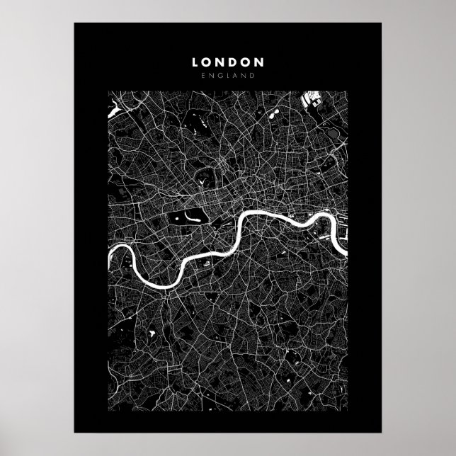 London - Großbritannien Dark City Map Poster (Vorne)