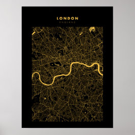 London - Großbritannien Dark Gold City Map Poster