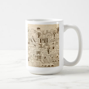 London-Hand gezeichnet auf altem Papier Kaffeetasse