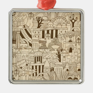 London-Hand gezeichnet auf altem Papier Ornament Aus Metall