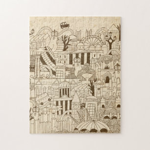 London-Hand gezeichnet auf altem Papier Puzzle