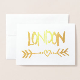 London Heart Arrow Gold Foil Elegante Typografie Folienkarte