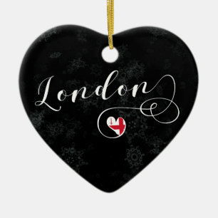 London Heart, Christmas Tree Ornament, England Keramikornament
