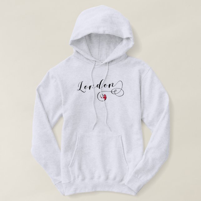 London Heart Hoodie, Großbritannien Hoodie (Design vorne)