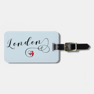 London Heart Luggage Tag Template, UK Gepäckanhänger
