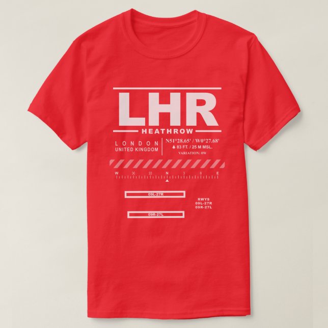 London Heathrow Airport LHR Tee Shirt (Design vorne)