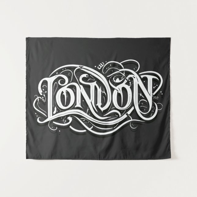 London Heavy Metal Calligraphy - London Metalheads Wandteppich (Vorderseite (Horizontal))