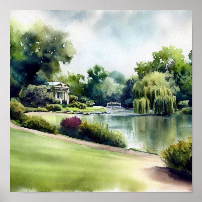 London-Holland Park (B), Watercolor Poster (Vorne)