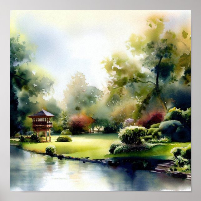 London-Holland Park (D), Watercolor Poster (Vorne)