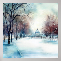 London-Hyde Park im Winter (C), Aquarell