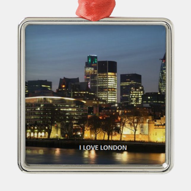London:I Liebe London Silbernes Ornament (Vorne)