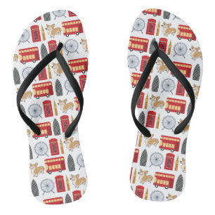 London Icon und Sehenswürdigkeiten Muster Flip Flops