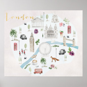 London Illustriert Watercolor Wall Art Poster