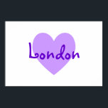 London im Lila Poster<br><div class="desc">Hübsches lila Herzdesign für London. Ein niedliches Geschenk für Mädchen.</div>