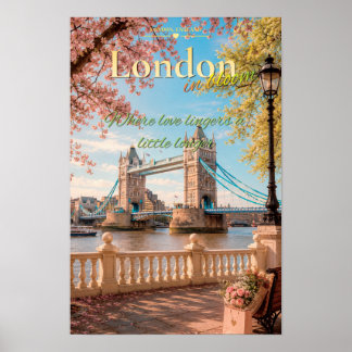 London in Blütenpracht Tower Bridge Frühlings Szen Poster