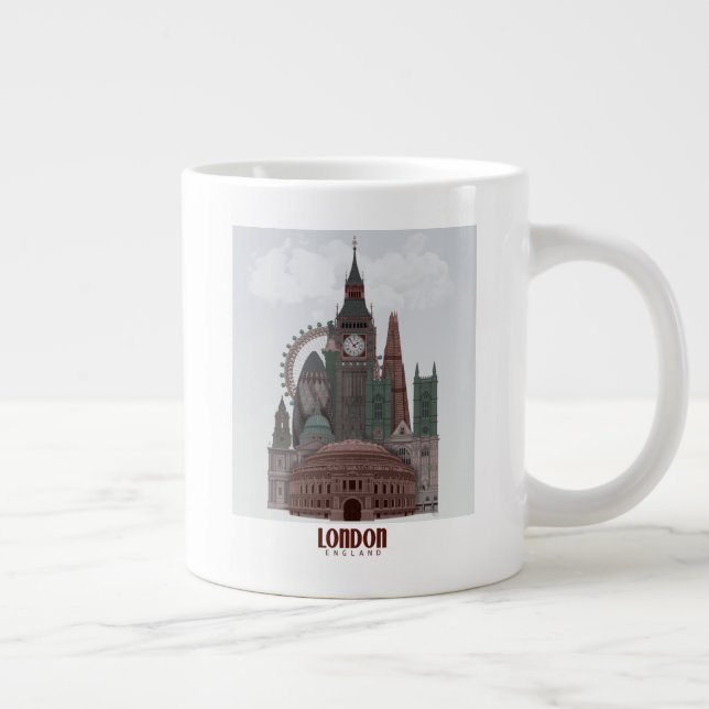 London in den Wolken Rot und Grün Jumbo-Tasse (Rechts)