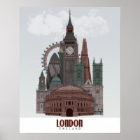 London in den Wolken Rot und Grün