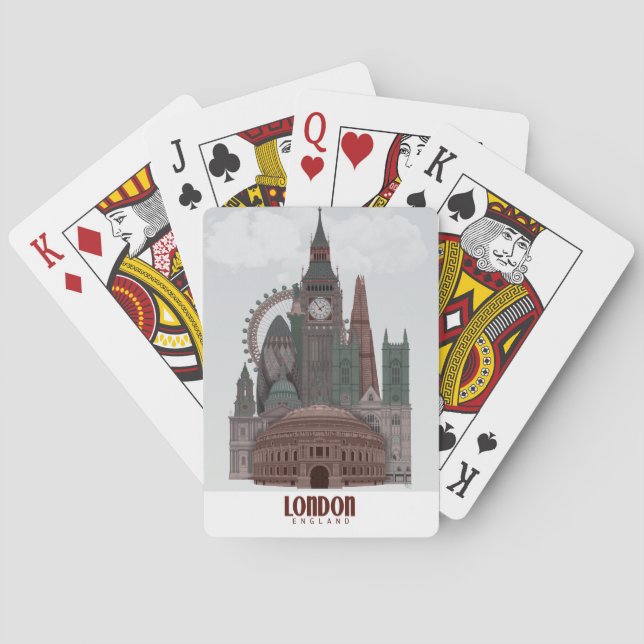 London in den Wolken Rot und Grün Spielkarten (Rückseite)