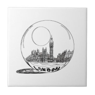 London in einer Glaskugel. Fliese
