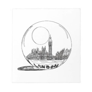 London in einer Glaskugel. Notizblock