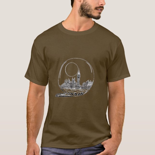 London in einer Glaskugel. T-Shirt (Vorderseite)