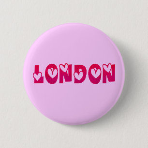 London in Hearts Button