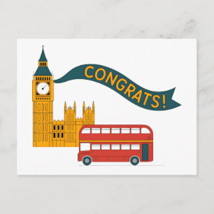 London-inspirierte "Herzlichen Glückwunsch!"-Grußk Feiertagspostkarte