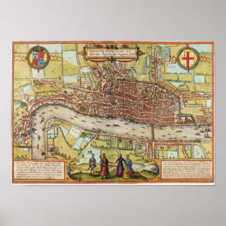 London Karte 1572 Poster