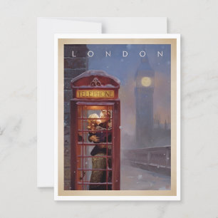 London, Küssen in einer Telefonzelle Retro-Inspiri Postkarte