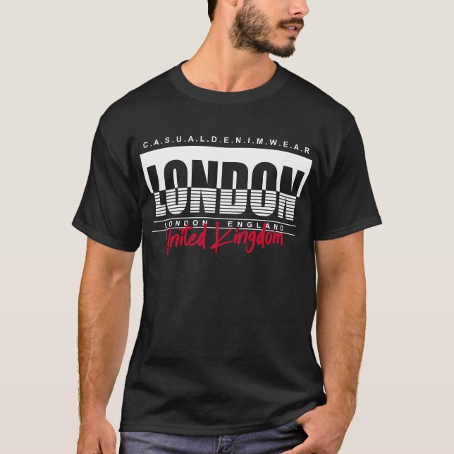 London Lässig Wear Black T - Shirt (Vorderseite)