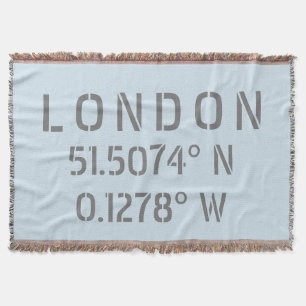 London Latitude Longitude Throw Blanket Decke