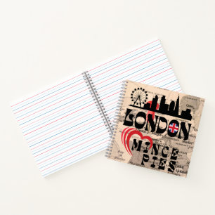 London Lieben Mince Pies Cityscape Notizbuch