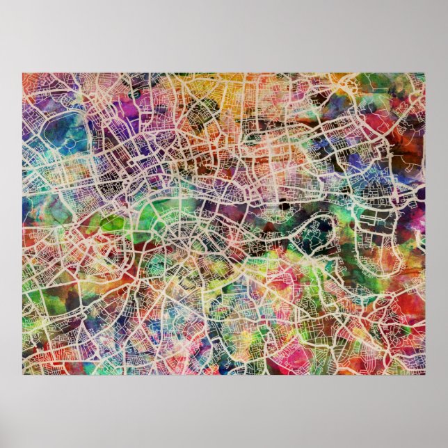 London Map Art Watercolor Poster (Vorne)