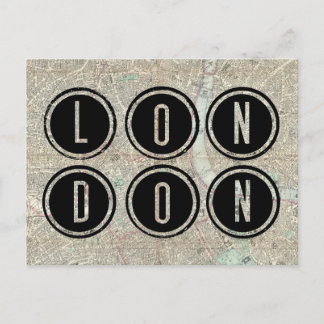 London Map Typografie Postkarte