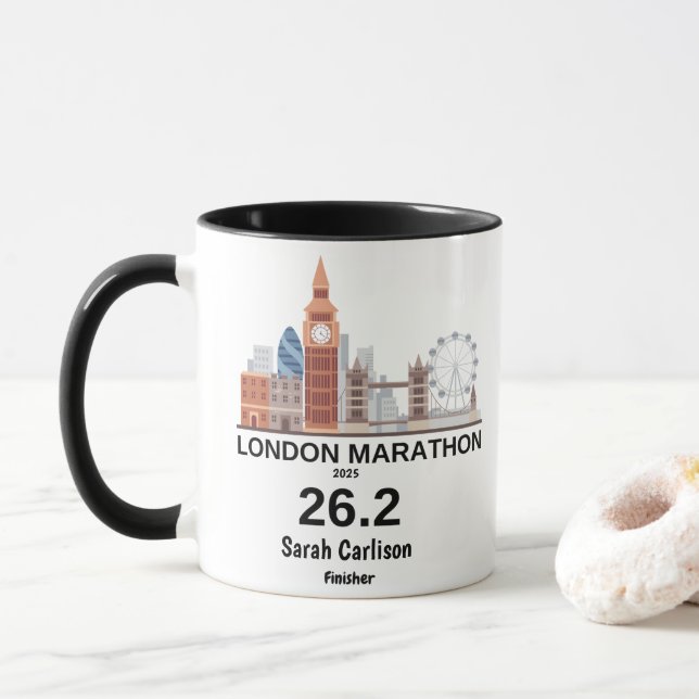 London Marathon Finisher Personalisiert Running Gi Tasse (Mit Donut)