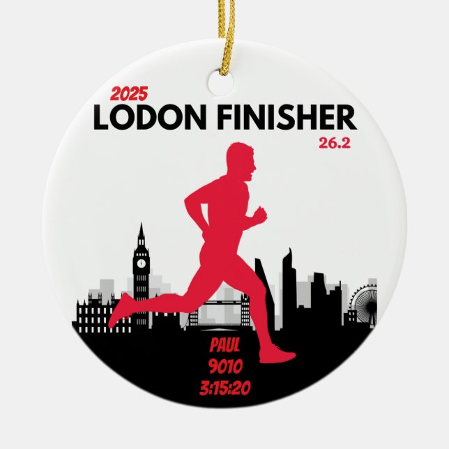 London Marathon Finisher Running Keepake Geschenk Keramik Ornament (Vorne)