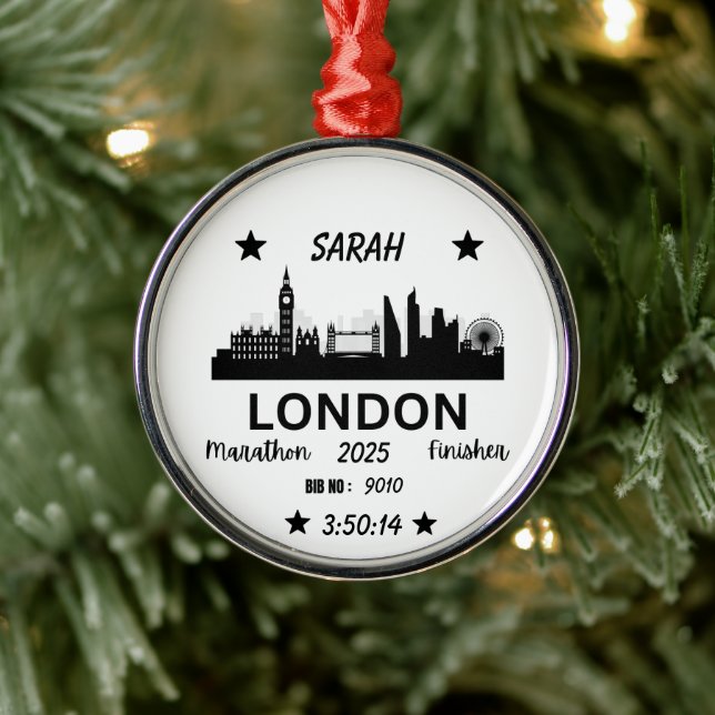 London Marathon Finisher Running Keepake Geschenk Ornament Aus Metall (Baum)