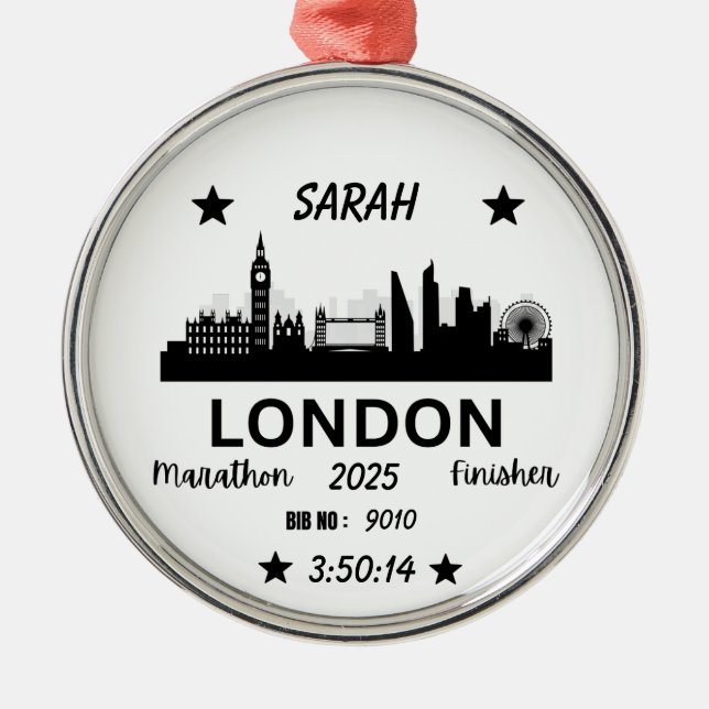 London Marathon Finisher Running Keepsake Gift Ornament Aus Metall (Vorne)