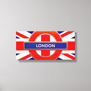 London Metro Schild Red Stretched Canvas Print