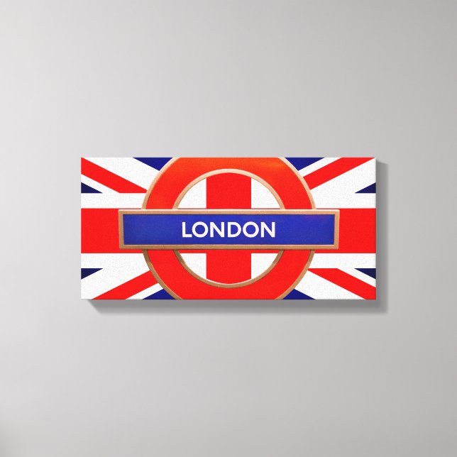 London Metro Schild Red Stretched Canvas Print (Vorderseite)